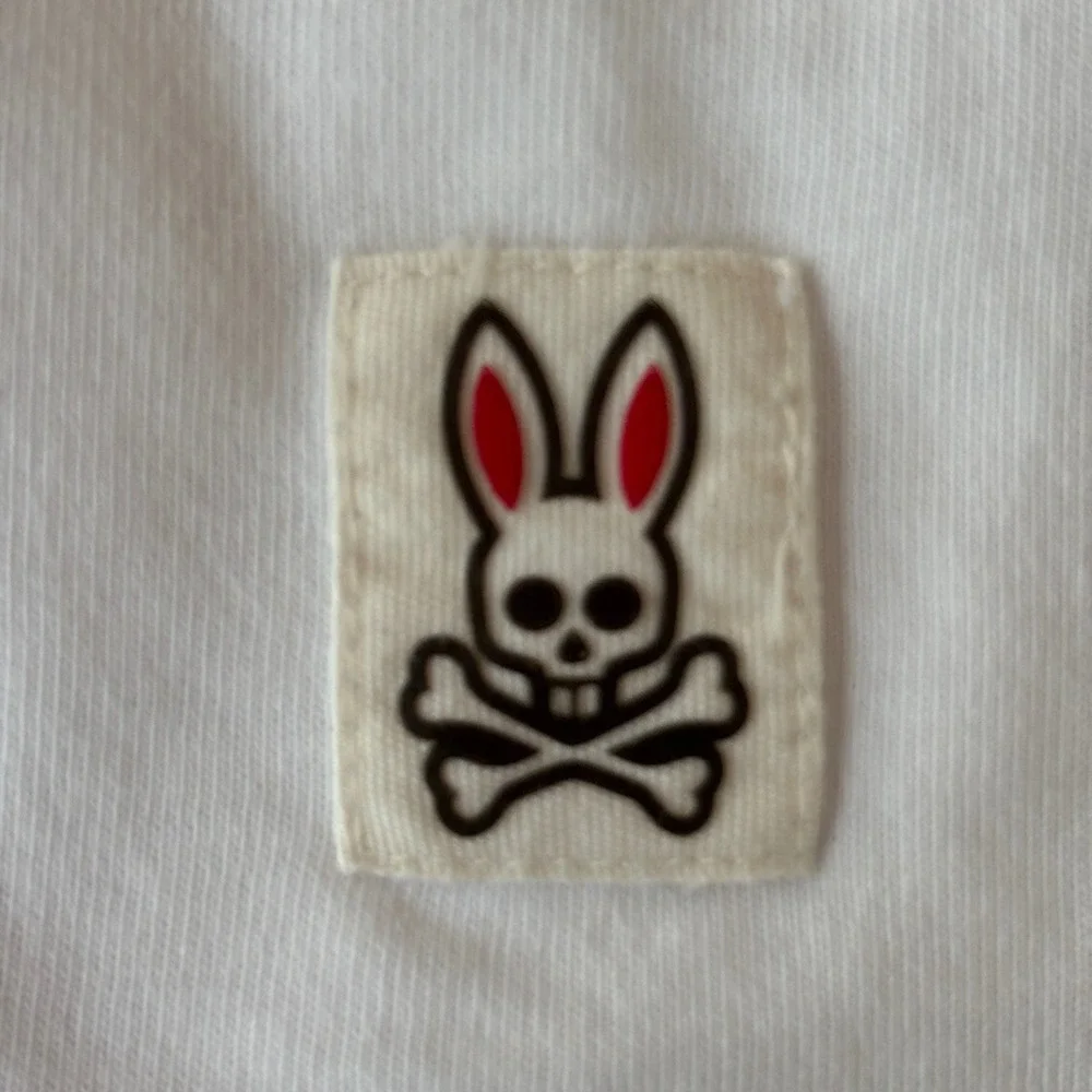 Psycho Bunny Men's Size 8 White Pima Cotton Graphic T-Shirt Punk Y2K Skull